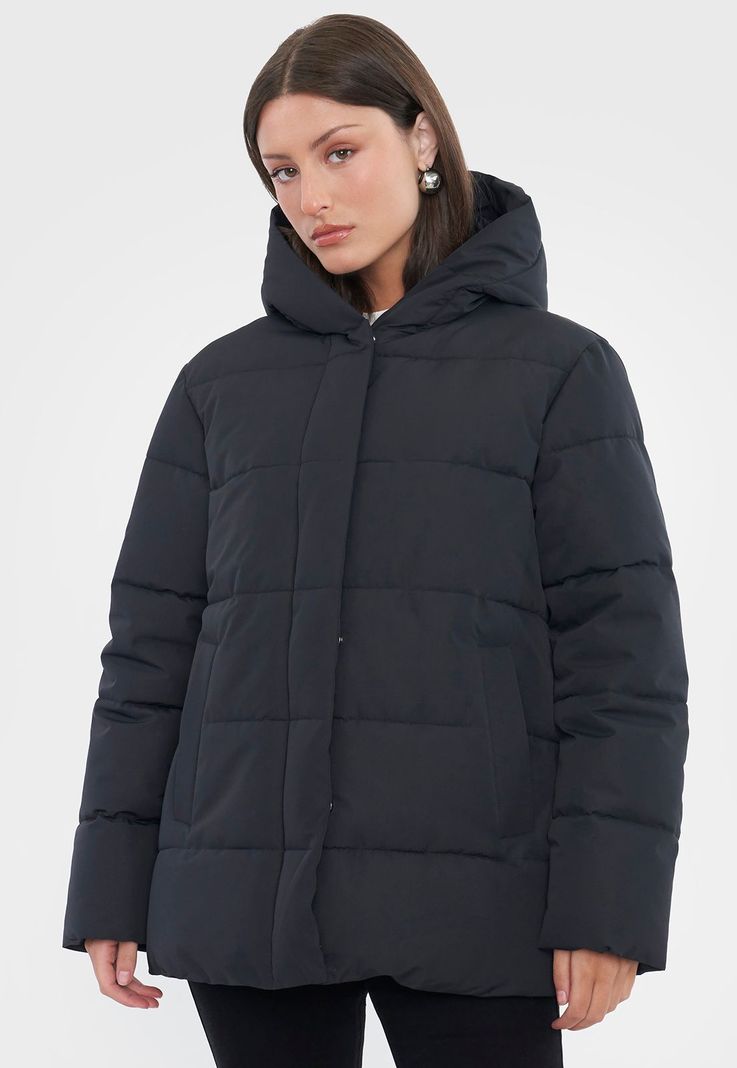 Parka Mujer Oversize Negro Corona-2