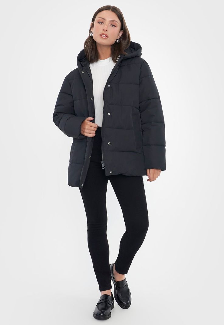 Parka Mujer Oversize Negro Corona-3