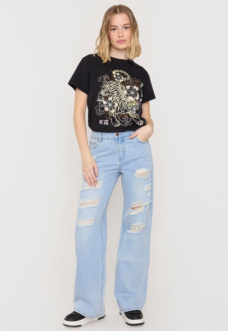 Polera Mujer Fun Oversize Negro Tigre Corona-3