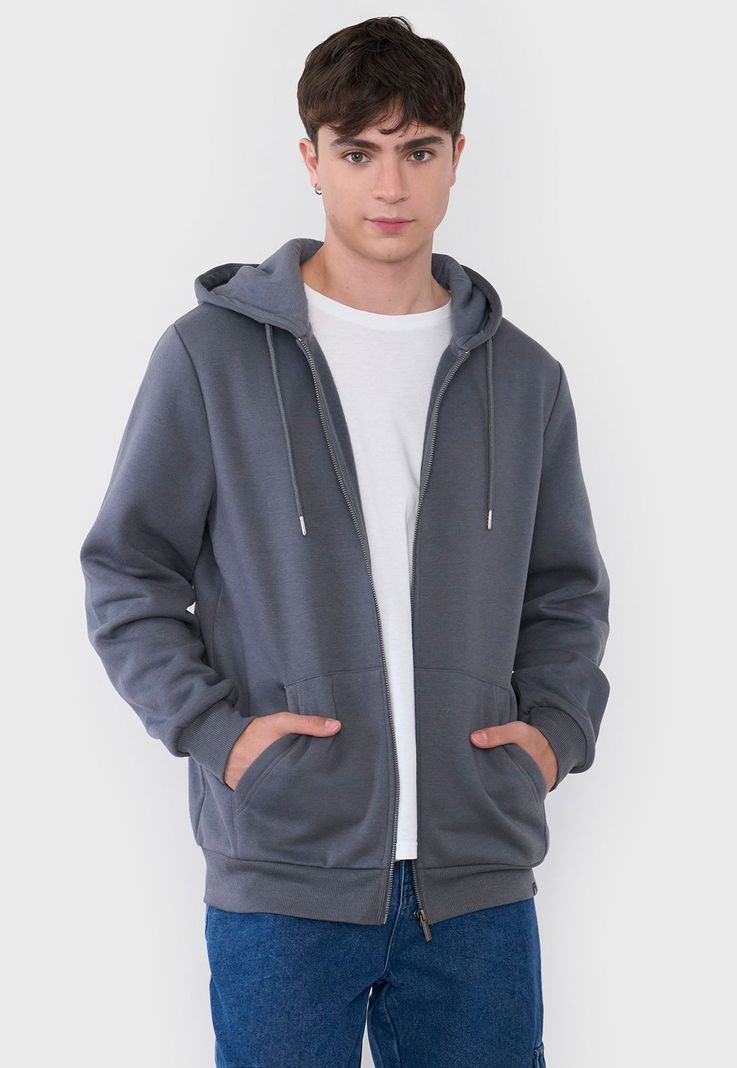 Polerón Hombre Full Zipper Gris Oscuro Corona-0