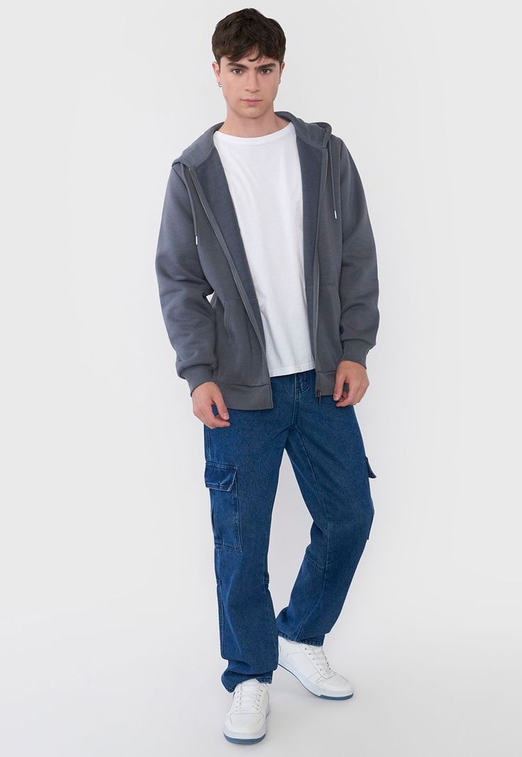 Polerón Hombre Full Zipper Gris Oscuro Corona-3