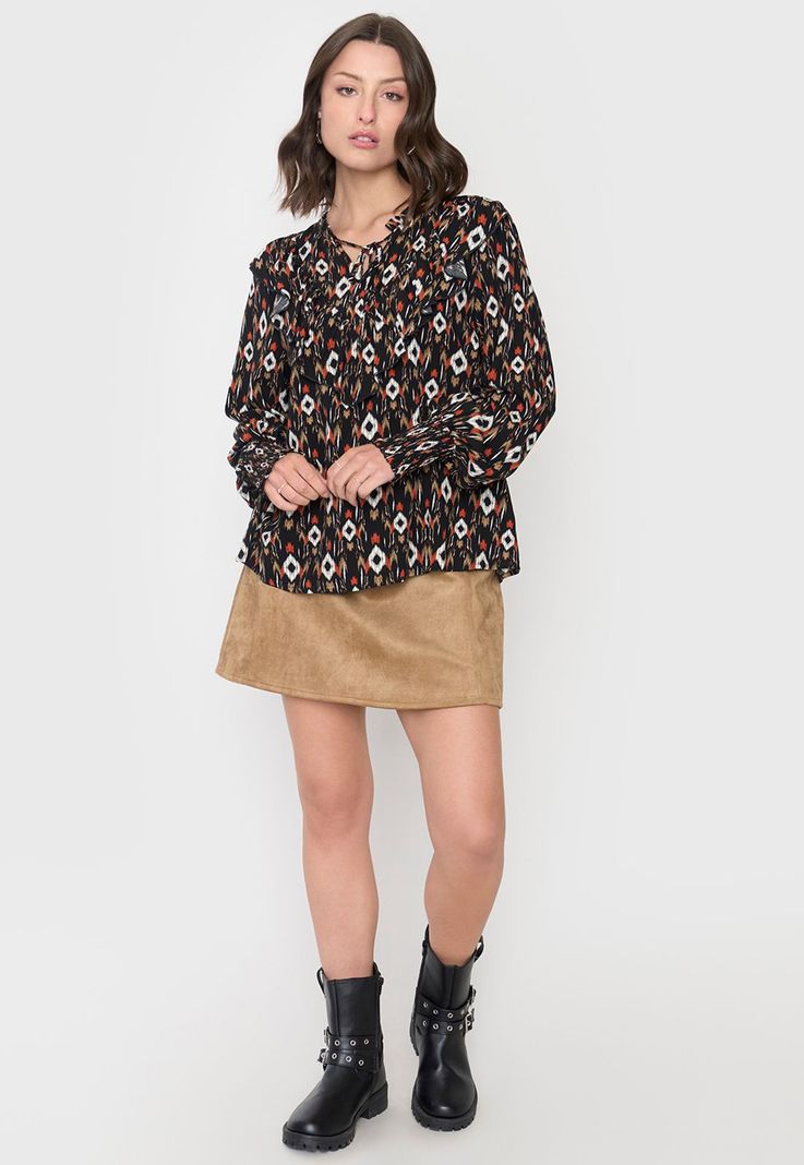 Blusa Mujer Vuelos Marrón Corona-3