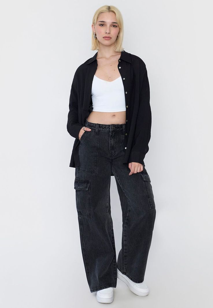 Blusa Mujer Camisera Negro Corona-3