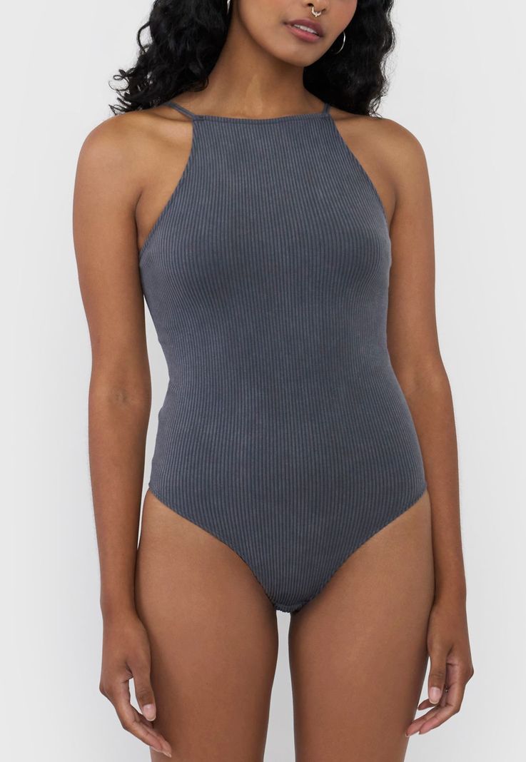 Body Mujer Halter Sin Mangas Gris Corona-2