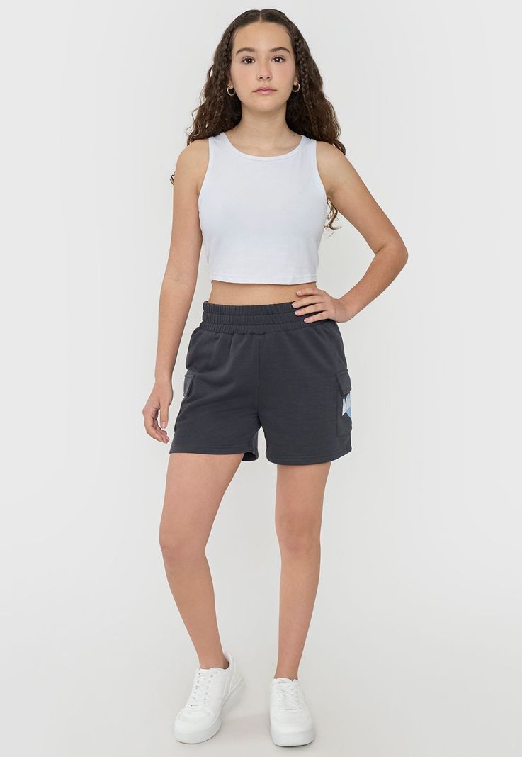 Short Niña Teen Cargo Punto Gris Oscuro Corona-0