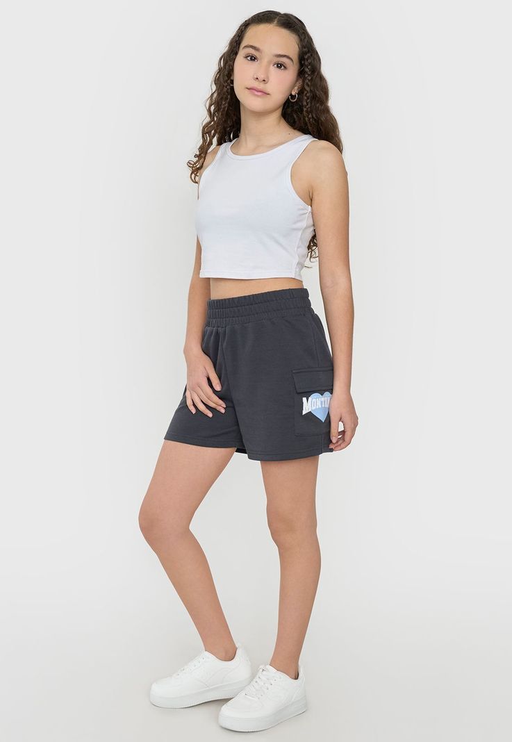 Short Niña Teen Cargo Punto Gris Oscuro Corona-3