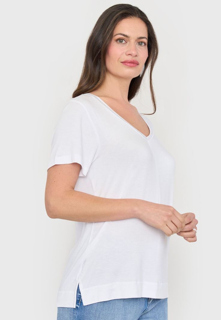 Polera Mujer Cinta Brillos Blanco Corona-2