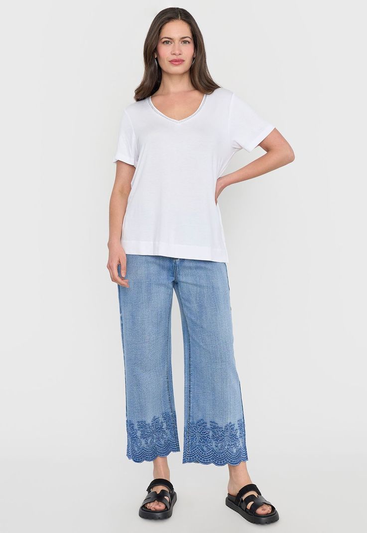Polera Mujer Cinta Brillos Blanco Corona-3