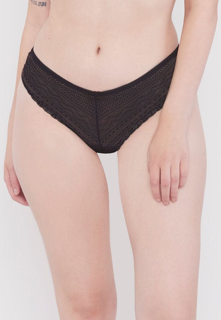 Pantaleta Full Lace Negro Mujer Corona-1