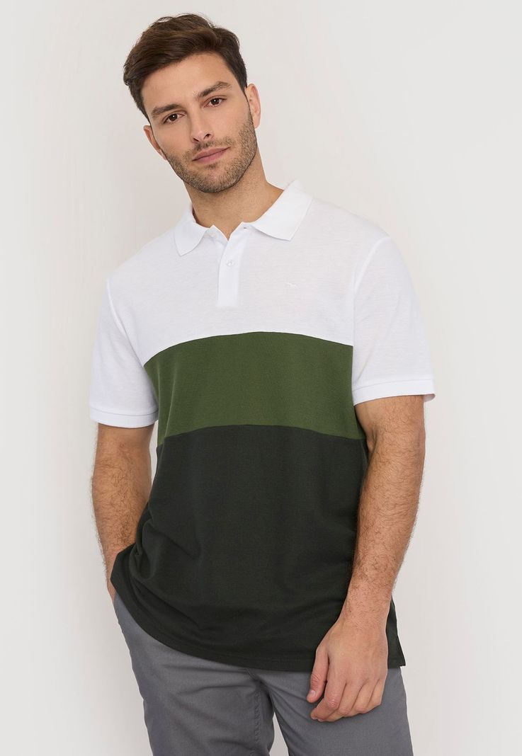 Polera Hombre Polo Bloques Verde Corona-0