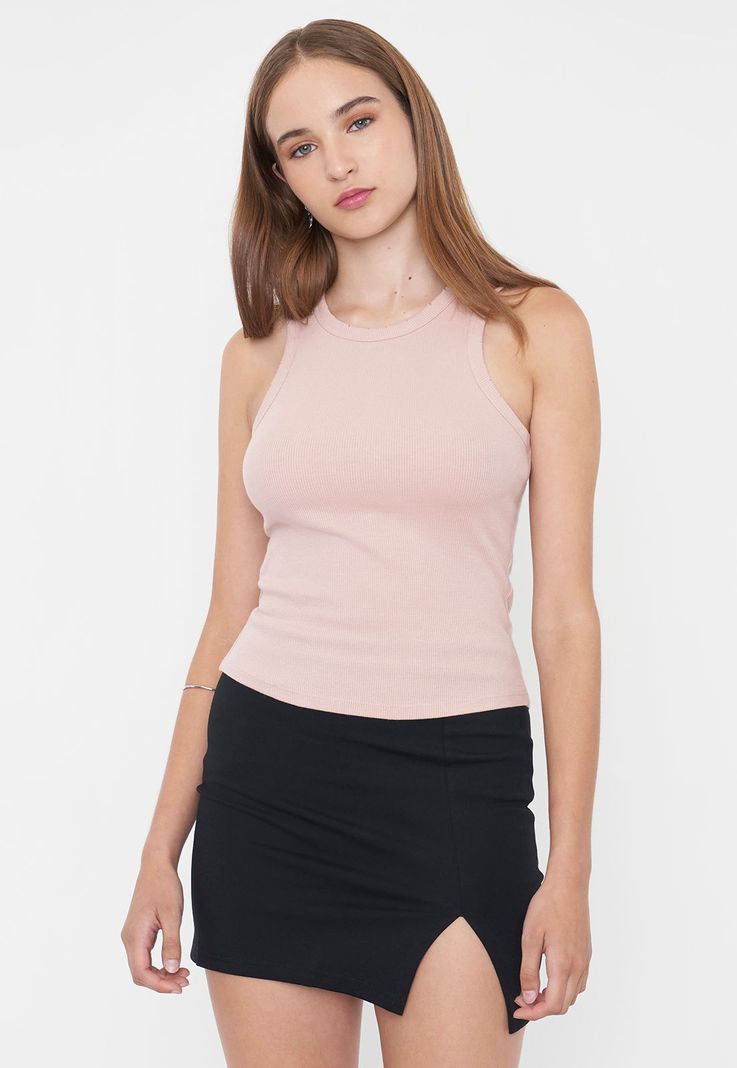 Polera Mujer Sin Mangas Desgaste Rosado Corona-0