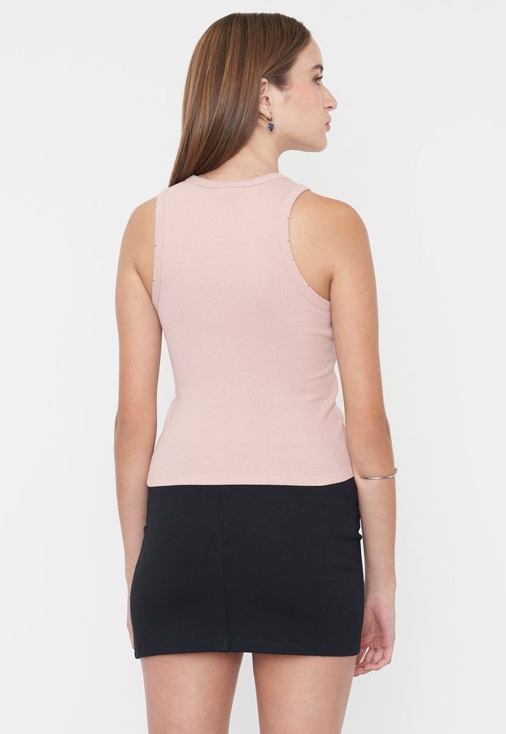 Polera Mujer Sin Mangas Desgaste Rosado Corona-1