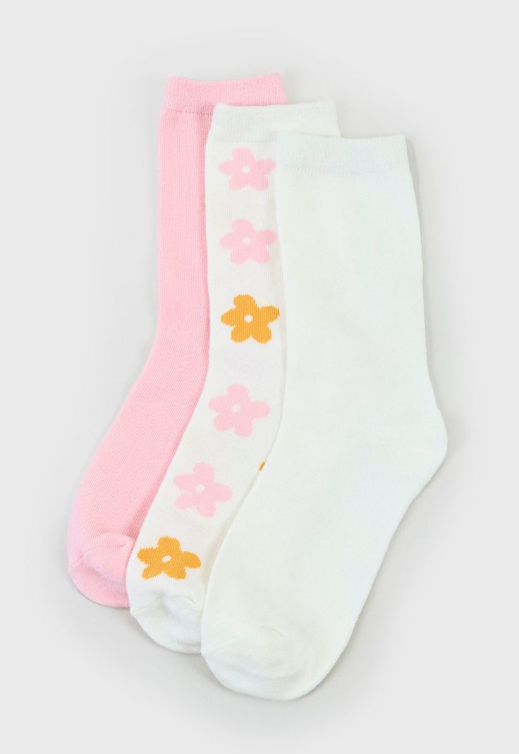 Calcetines Mujer Tripack Largos Blanco/Rosado Corona-0