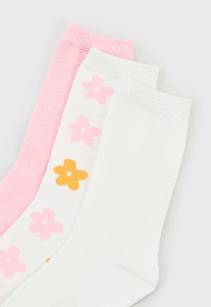 Calcetines Mujer Tripack Largos Blanco/Rosado Corona-1