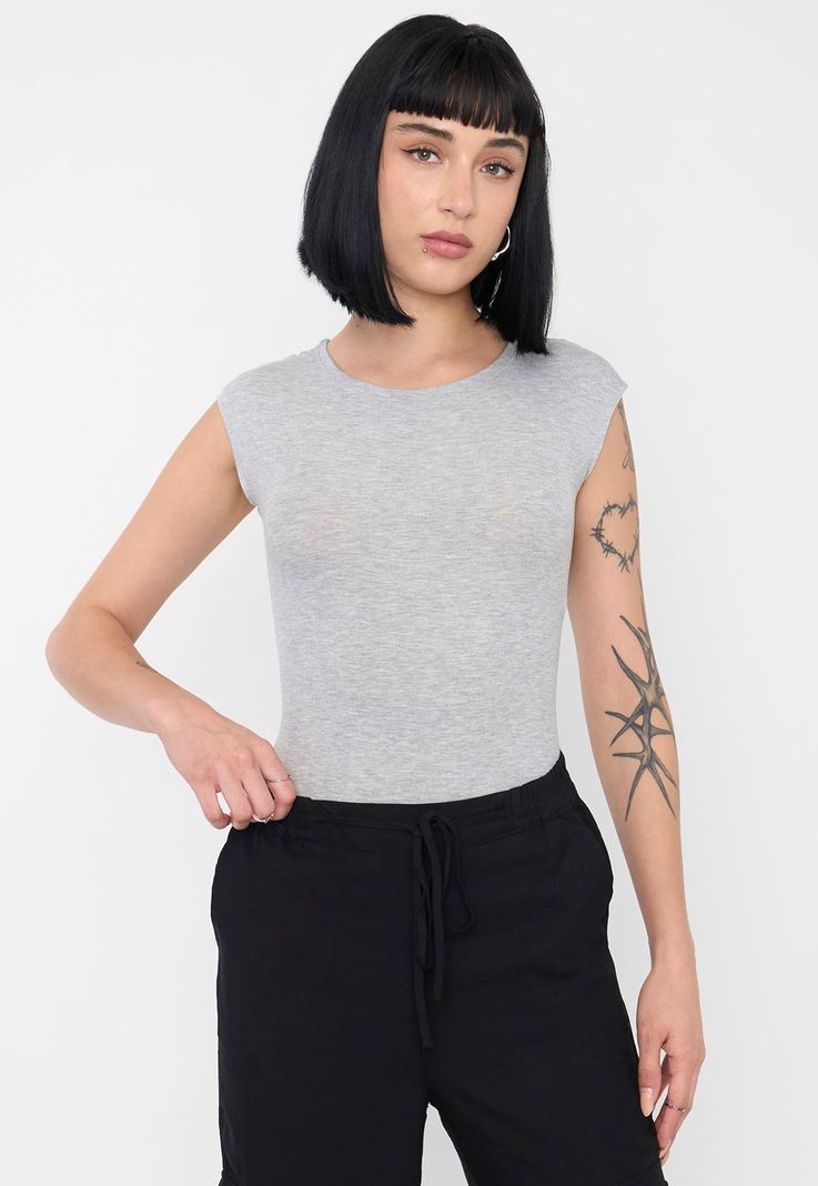 Body Mujer Manga Corta Gris Corona-0
