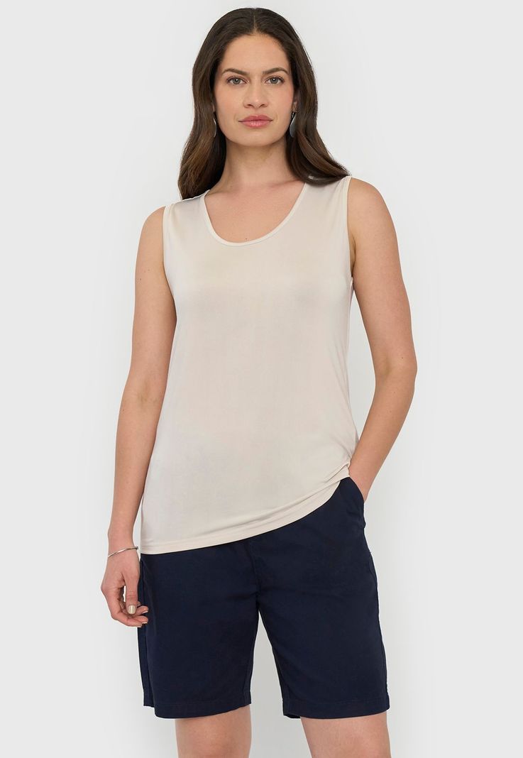 Polera Mujer Básico Polyspandex Beige Corona-0