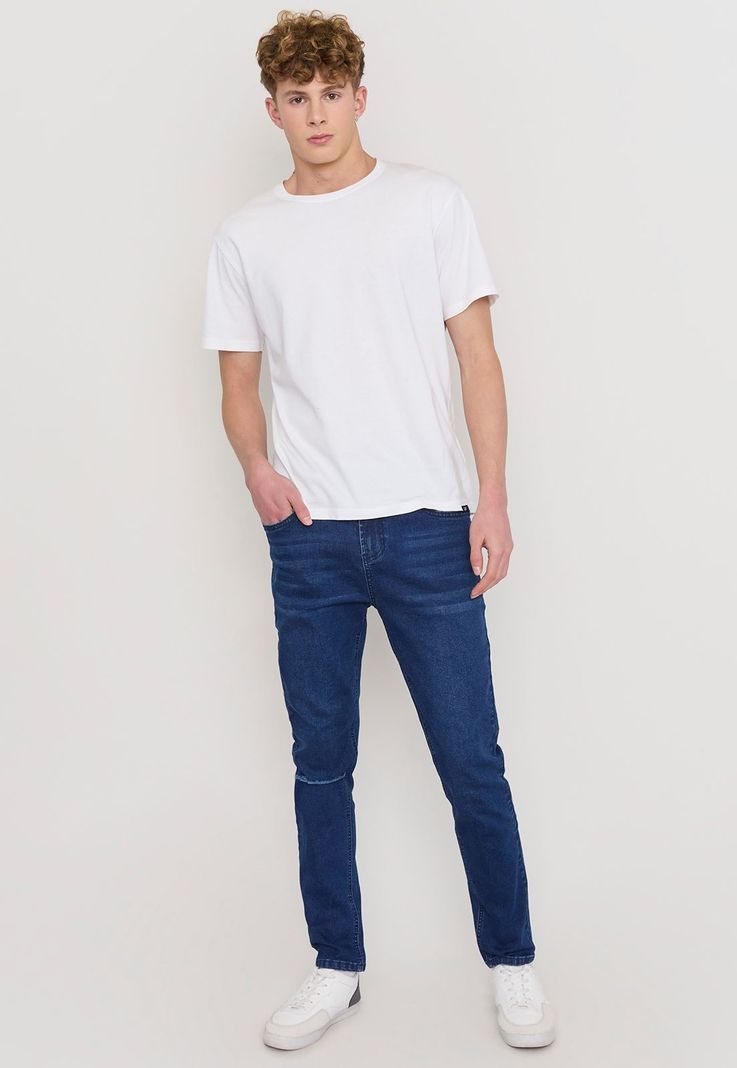 Jeans Hombre Skinny Fit Azul Oscuro Spandex Corona-0
