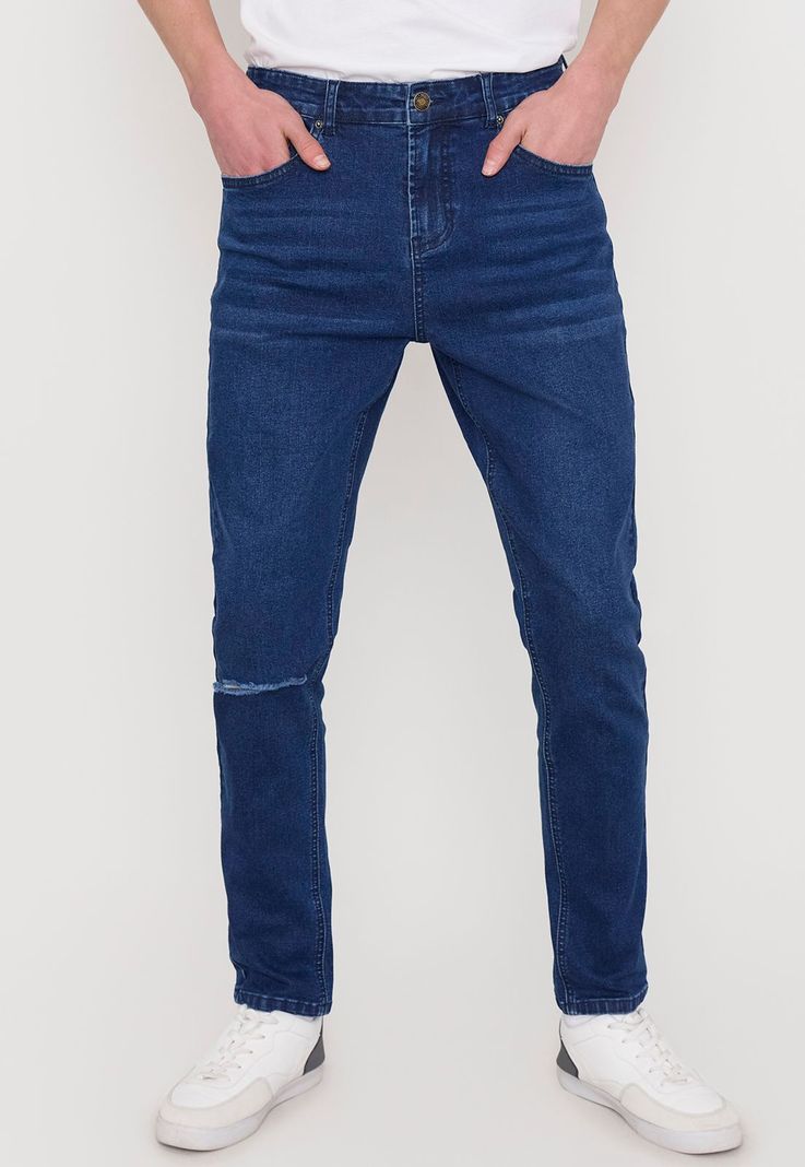 Jeans Hombre Skinny Fit Azul Oscuro Spandex Corona-1