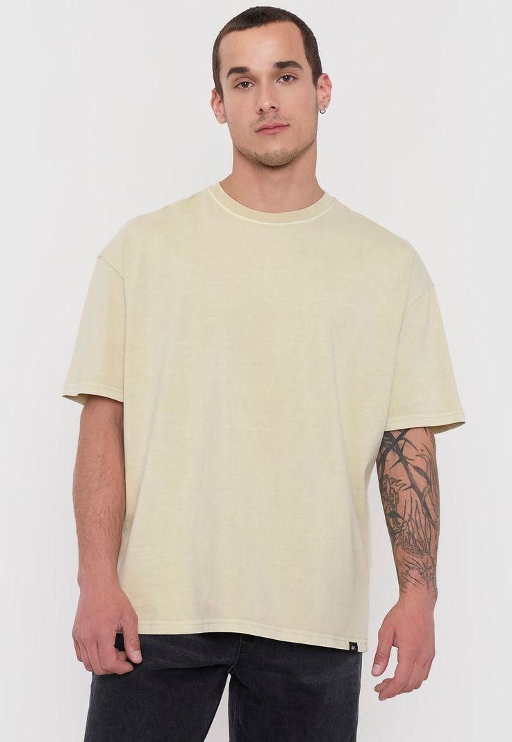 Polera Hombre Oversize Ecru Liso Corona-0