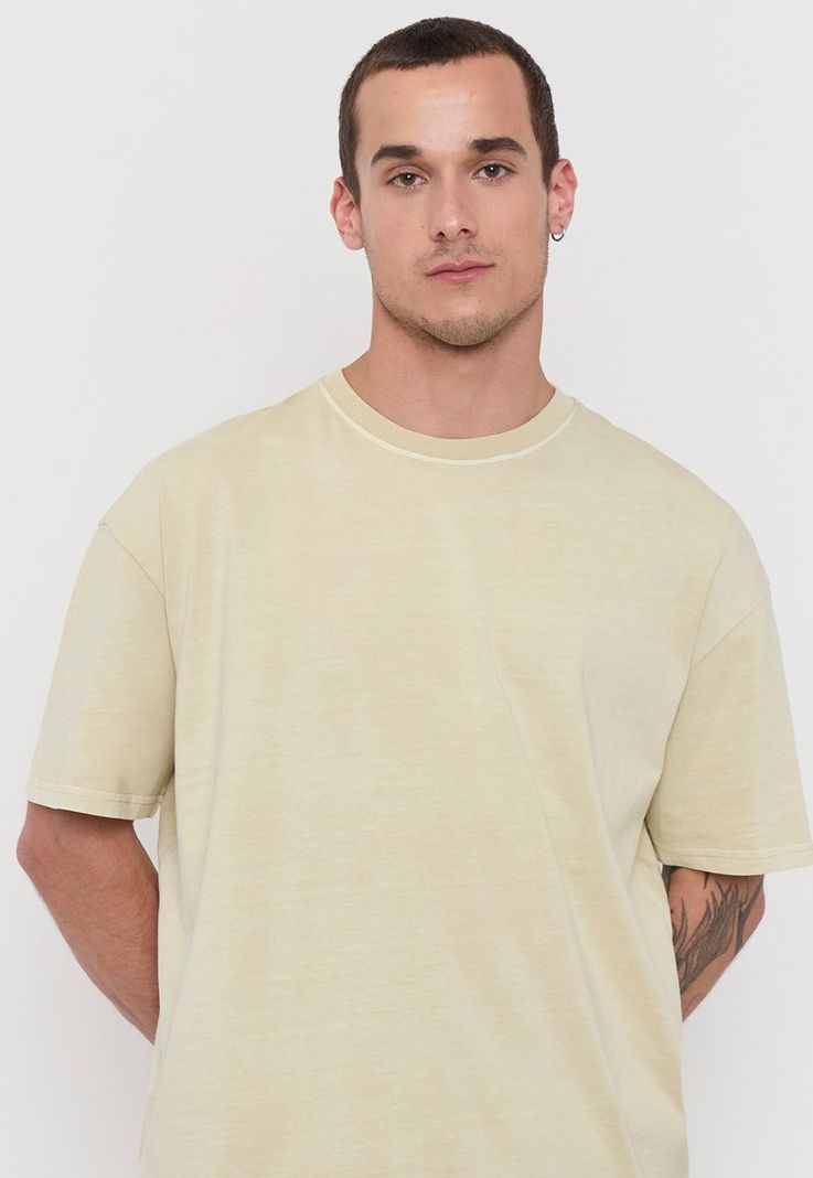 Polera Hombre Oversize Ecru Liso Corona-2