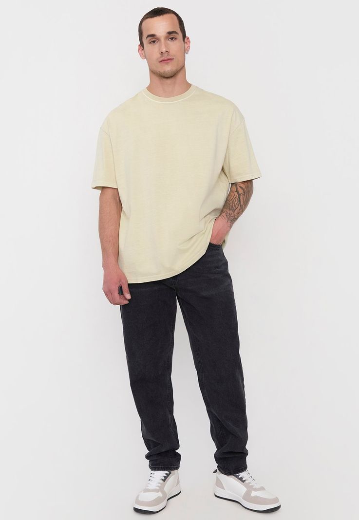 Polera Hombre Oversize Ecru Liso Corona-3