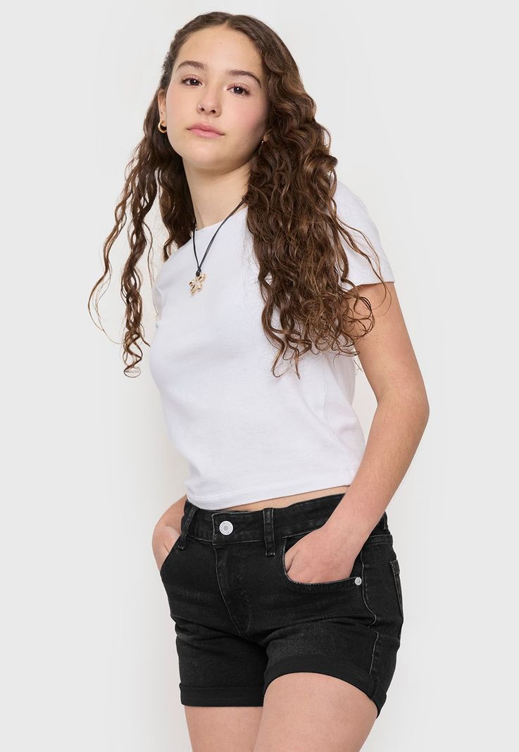 Short Niña Teen Denim Color Negro Corona-0