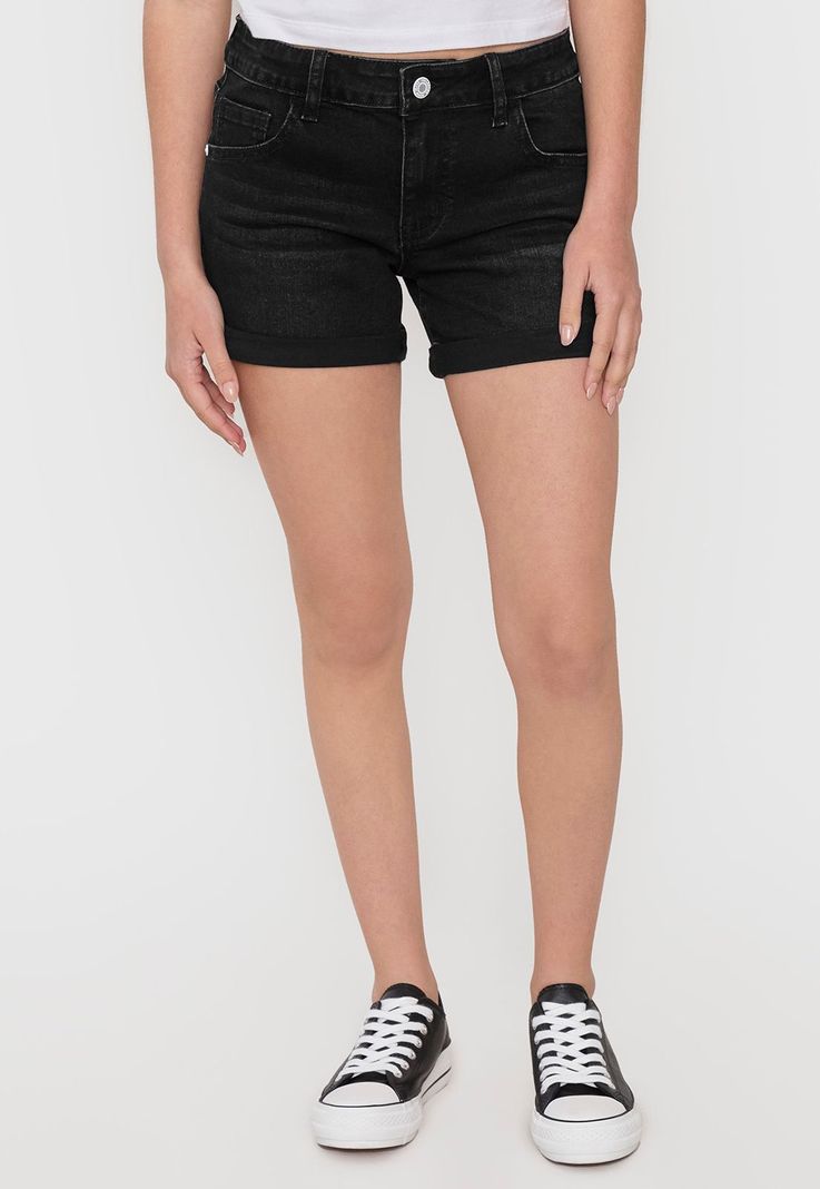 Short Niña Teen Denim Color Negro Corona-1