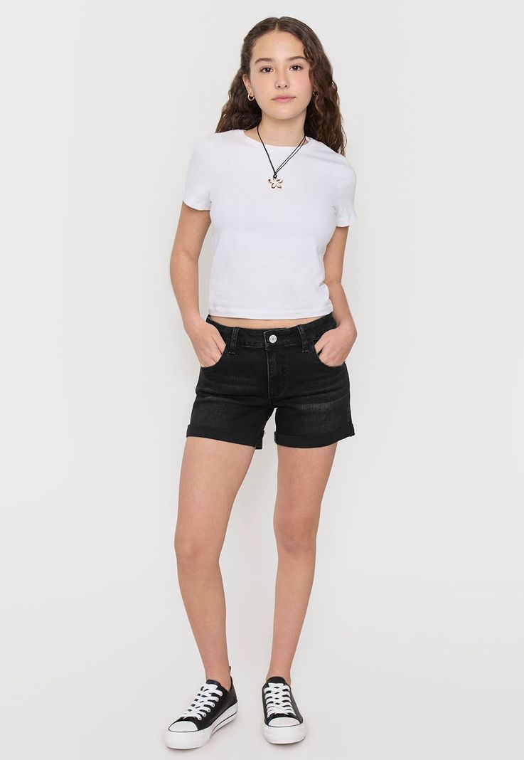 Short Niña Teen Denim Color Negro Corona-3