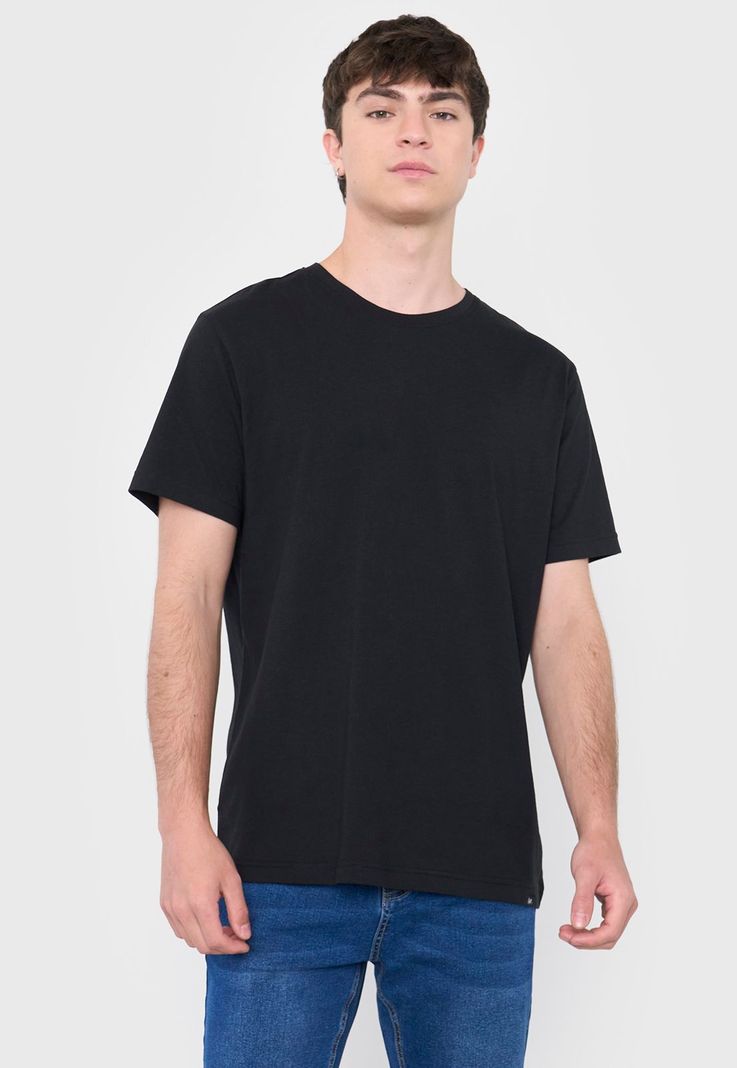 Polera Hombre R-Neck Lisa Color Negro Corona-0