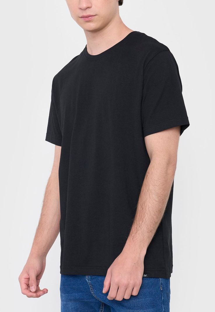 Polera Hombre R-Neck Lisa Color Negro Corona-2