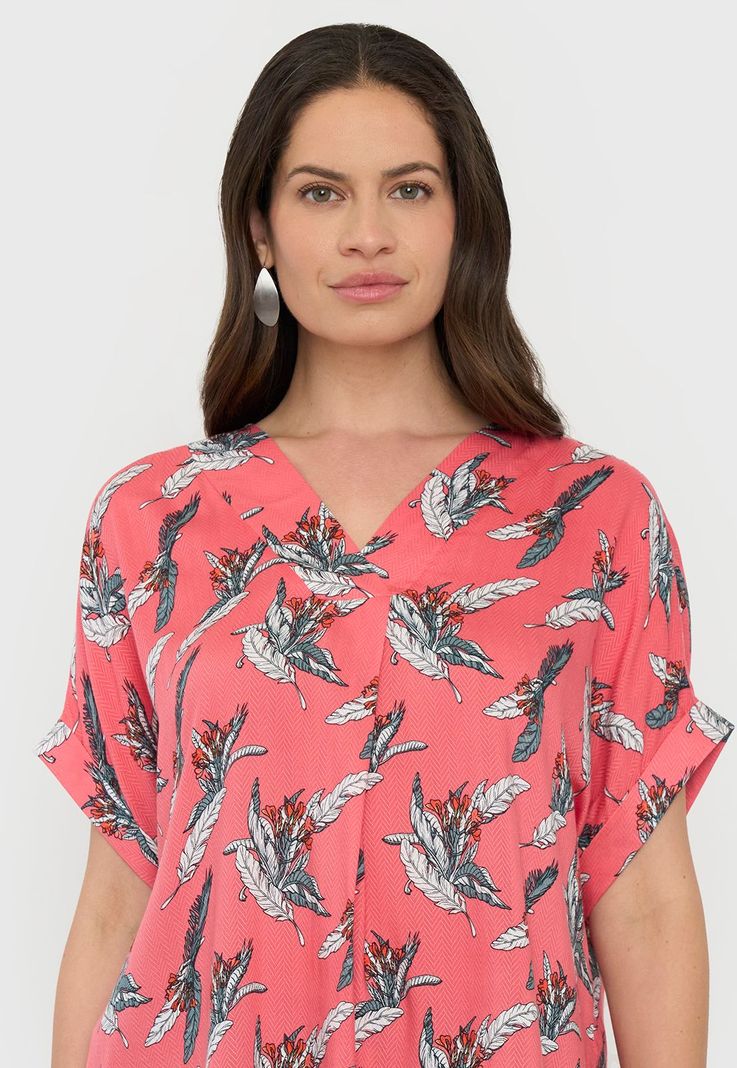 Blusa Mujer Manga Corta Coral Cuello V Corona-2