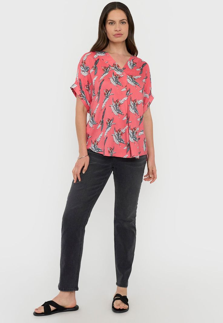 Blusa Mujer Manga Corta Coral Cuello V Corona-3