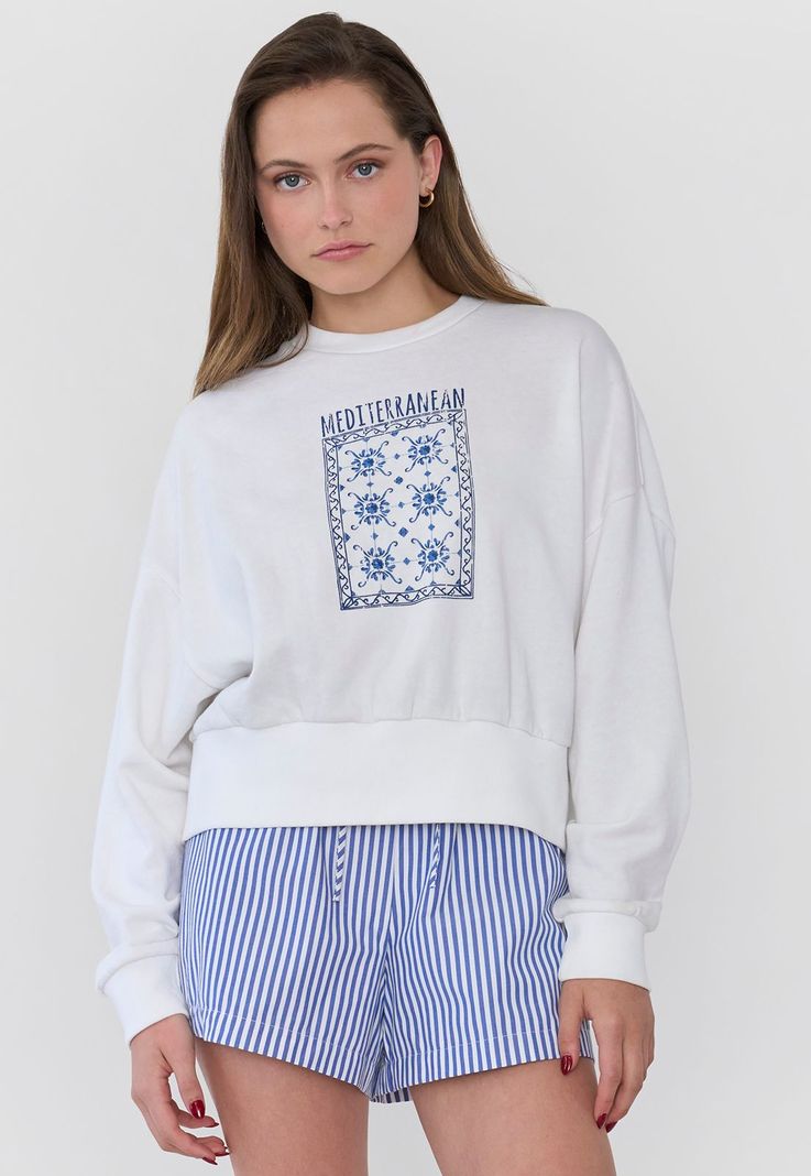 Polerón Mujer R-Neck Blanco Corona-0