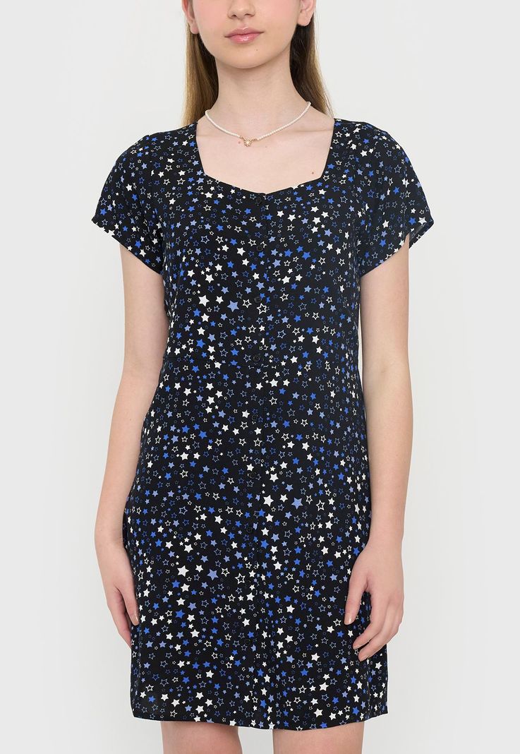 Vestido Niña Teen Viscosa Navy Corona-2