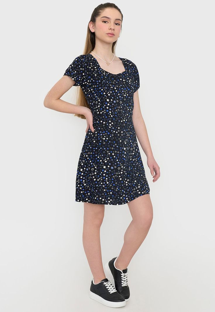 Vestido Niña Teen Viscosa Navy Corona-3