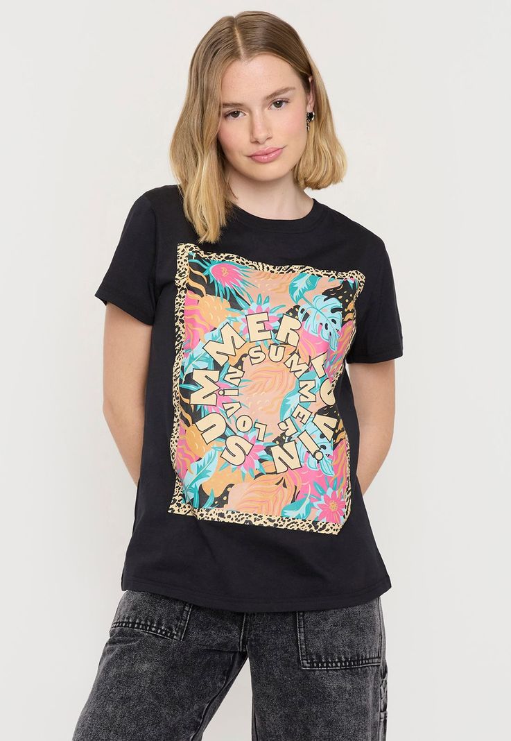 Polera Mujer Summer Fun Oversize Negro Corona-0