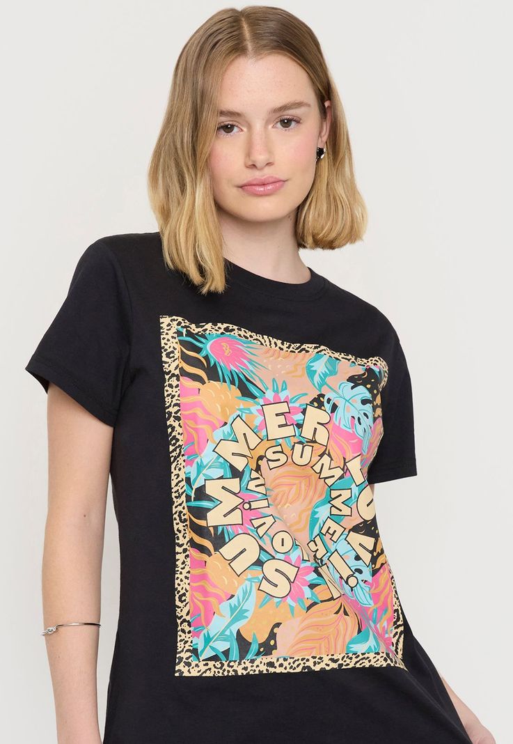 Polera Mujer Summer Fun Oversize Negro Corona-2