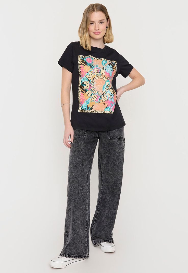 Polera Mujer Summer Fun Oversize Negro Corona-3
