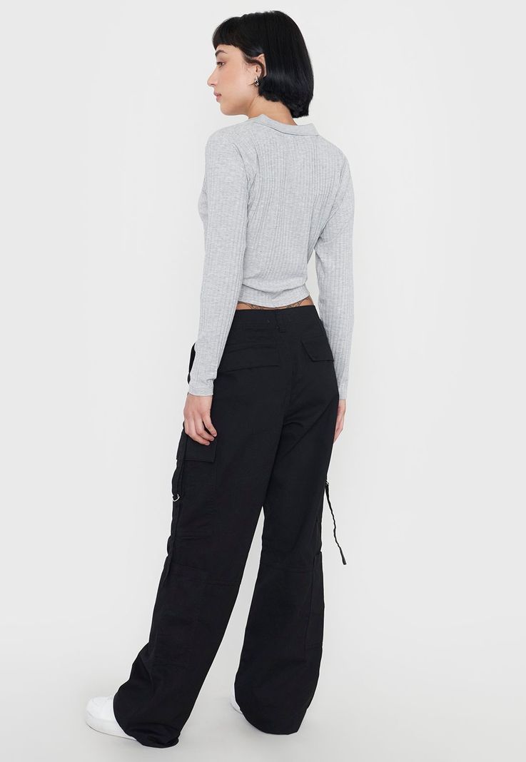 Pantalón Mujer Negro Doble Cargo Corona-2
