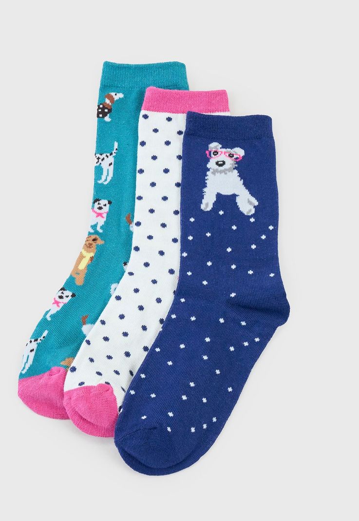 Calcetines Mujer Tripack Largos Azul/Blanco/Celeste Corona-0