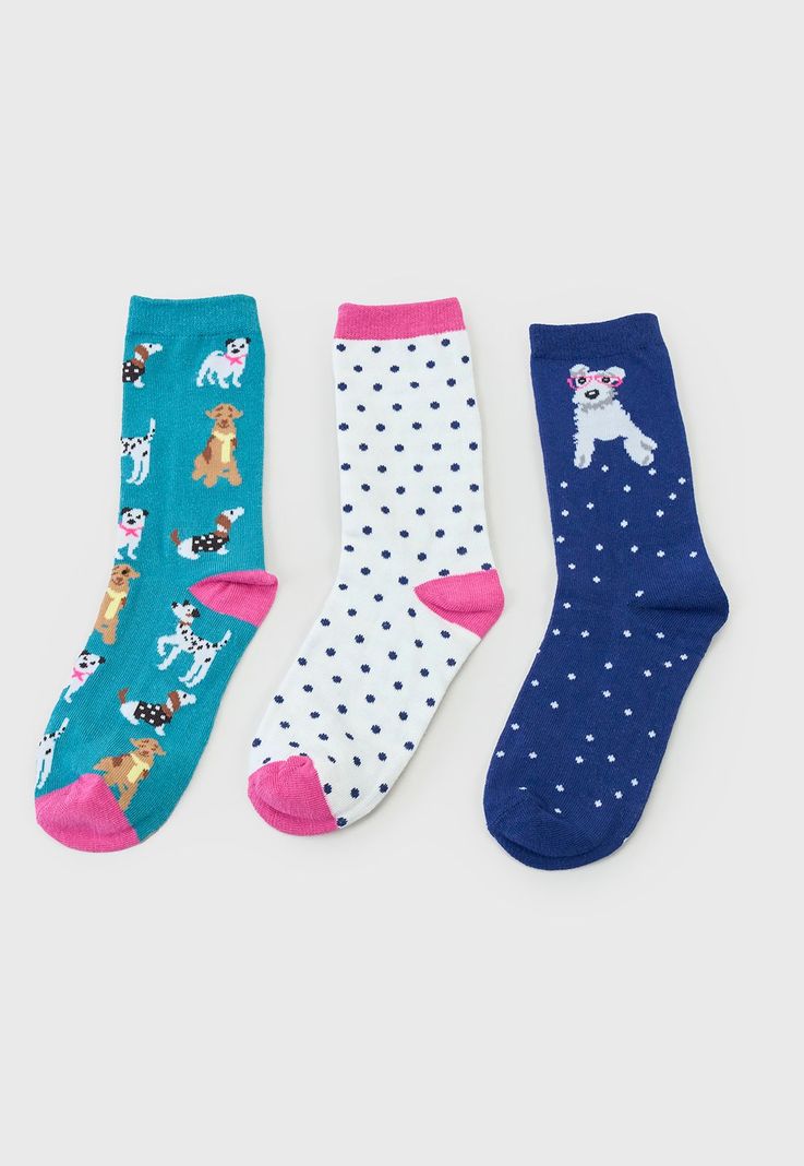 Calcetines Mujer Tripack Largos Azul/Blanco/Celeste Corona-2