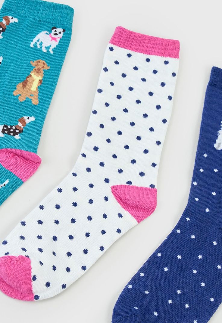 Calcetines Mujer Tripack Largos Azul/Blanco/Celeste Corona-3