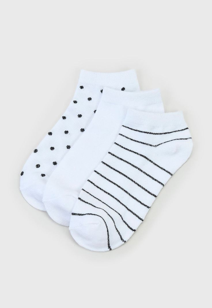 Calcetines Mujer Tripack Cortos Mix Blanco Corona-0