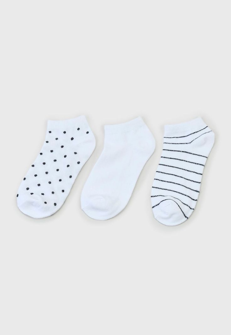 Calcetines Mujer Tripack Cortos Mix Blanco Corona-2