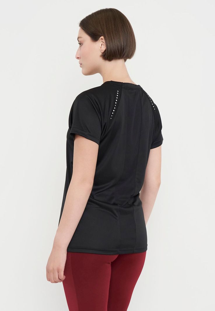 Polera Mujer Deportiva Poliéster V-Neck Negro I Corona-1
