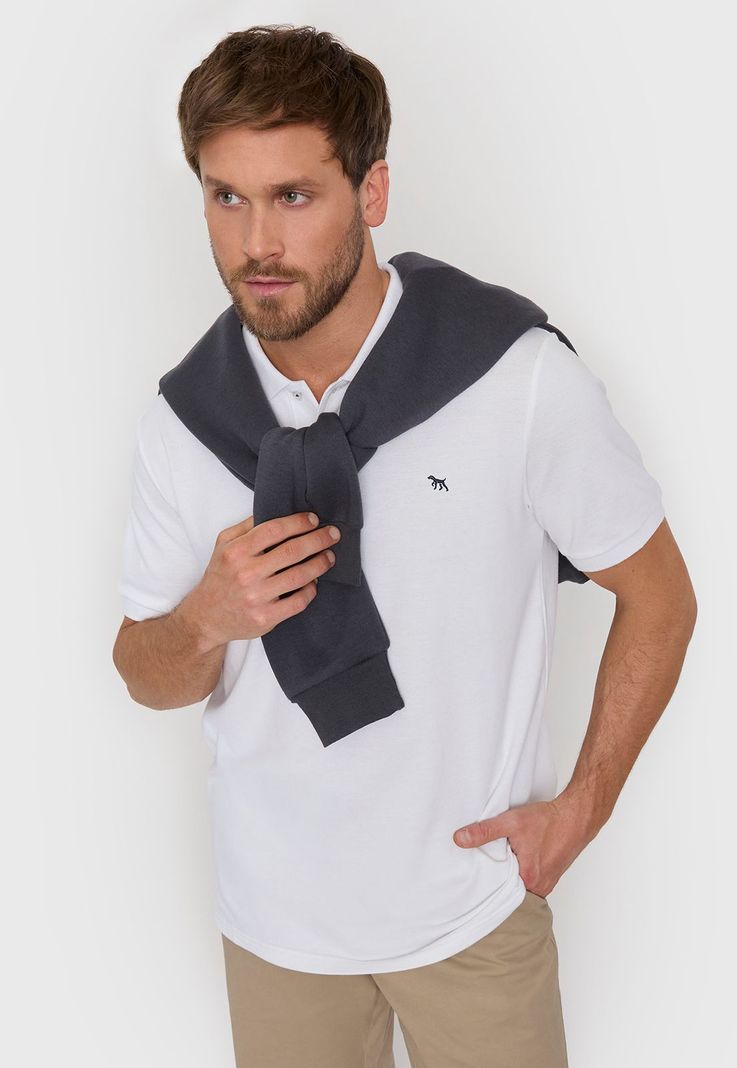 Polera Hombre Lisa Piqué Blanco Corona-0