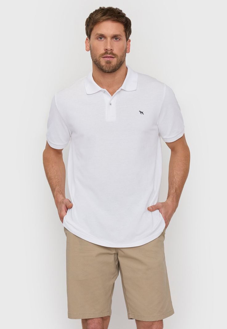 Polera Hombre Lisa Piqué Blanco Corona-1