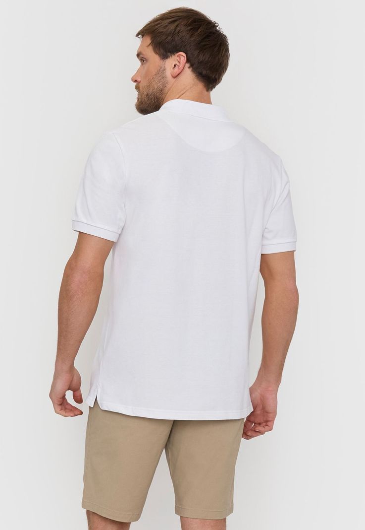 Polera Hombre Lisa Piqué Blanco Corona-2