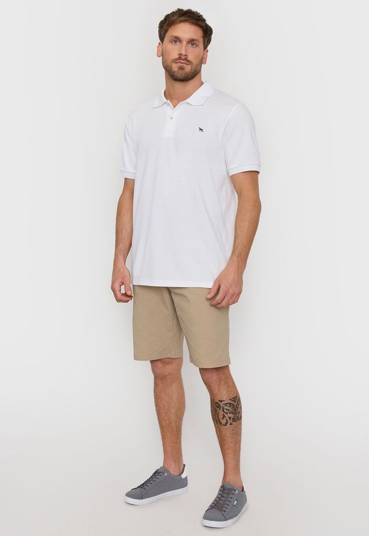 Polera Hombre Lisa Piqué Blanco Corona-3
