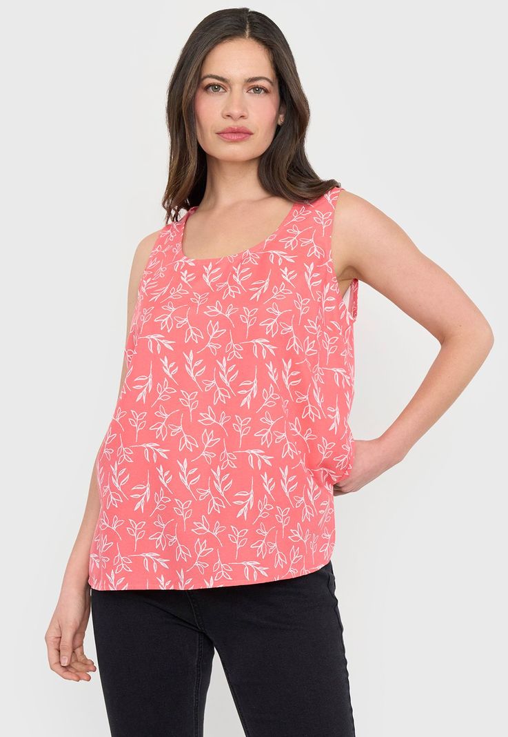 Blusa Mujer S/M Cuello Redondo Coral Print Corona-1